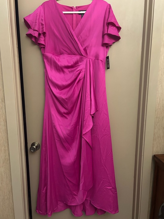 Dkny Dresses & Skirts - DKNY Fuchsia Ruffled Sleeve Draped Maxi Dress